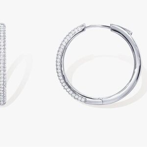 Silver and Diamond Hoop Earrings